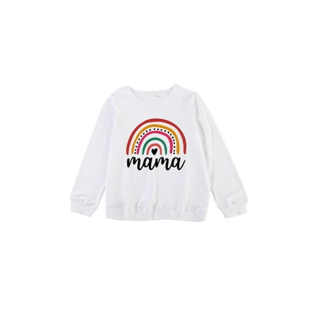 

Amuver Parent-Child Matching Sweatshirt Rainbow Letter Print Loose Pullover