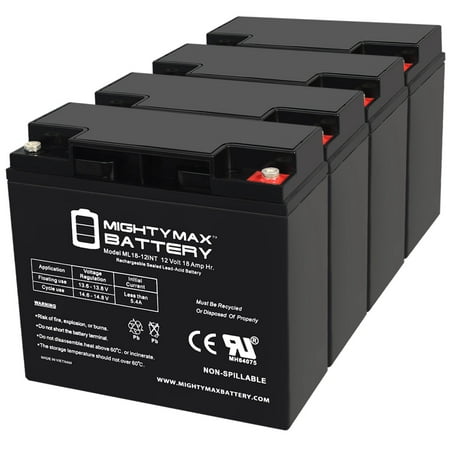 12V 18AH SLA INT Replacement Battery for K&K Jump N Carry Jump Starter - 4 Pack