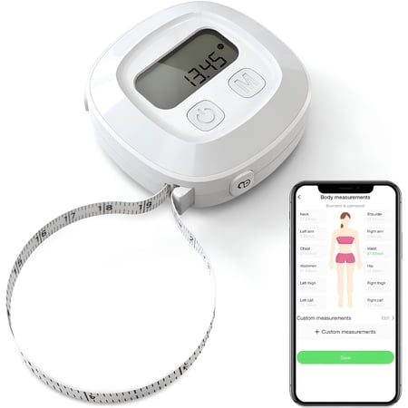 GJX Digital Body Tape Measure, 60in Body Measuring Tape, Bluetooth Measuring Tape for Body Measurements with App, Body Fat Measurement Device, Locking, Retractable