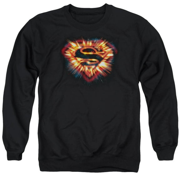 Superman Space Burst Shield Adult Crewneck Sweatshirt Black