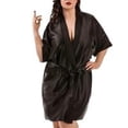 thumbnail image 2 of Albornoz para mujer, bata sedosa sexy, camisón, camisón, ropa de dormir, negro, XXL Methold AP001190-05B, 2 of 6