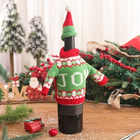 

Reduced! VISALY Creative Knitting Christmas Wine Cover Christmas Western Food Champagne Cover