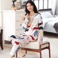 thumbnail image 1 of Pijamas de algodón 100% para mujer, ropa de dormir Sexy con pantalones de manga larga, traje de Casa Bonito de dos piezas, primavera y otoño, novedad de 2022, 1 of 4