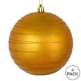 thumbnail image 2 of Vickerman 4.75" Antique Gold Candy Finish Ball Ornament with Glitter Lines, 4 per Bag, 2 of 2