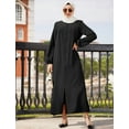 thumbnail image 4 of IBTOM CASTLE Abayas for Women Muslim Dress Prayer Clothes Zipper Maxi Long Robe Kaftan Dresses Islamic Dubai Loose Abaya Dress M Black, 4 of 8
