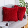thumbnail image 1 of FairOnly 2-Pack Square Pillow Covers 20"x20" Fluffy Soft Soild Decorative Pillow Cushion Case for Bed Couch, Burgundy Red, 1 of 8