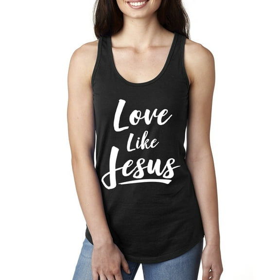 Wild Bobby Love Like Jesus Inspirational/Christian Women Racerback Tank Top, Black, Small