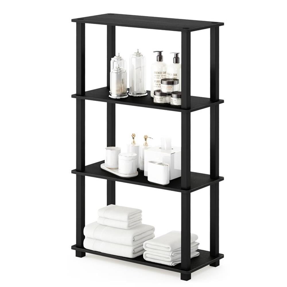 Furinno Turn-S-Tube 4-Tier Multipurpose Shelf Display Rack with Square Tube, Americano/Black