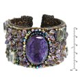 thumbnail image 3 of Purple Enchantment Oval Agate and Amethyst Handmade Cuff, 3 of 5