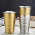 thumbnail image 3 of Ins Industry Style Anti-scalding Anti-fall Hammered Texture Milk Mugs Cold Water Drinks Cup Stainless Steel Double-Wall Beer Cups SILVER 450ML, 3 of 8