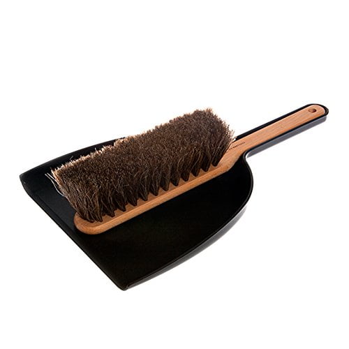 Iris Hantverk Dustpan & Brush Set, Handmade, Made from Natural Horsehair, Black