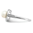 thumbnail image 3 of 925 Sterling Silver Rhodium-plated Diam. & FW Cultured Pearl Ring Size: 5; for Adults and Teens; for Women and Men, 3 of 5
