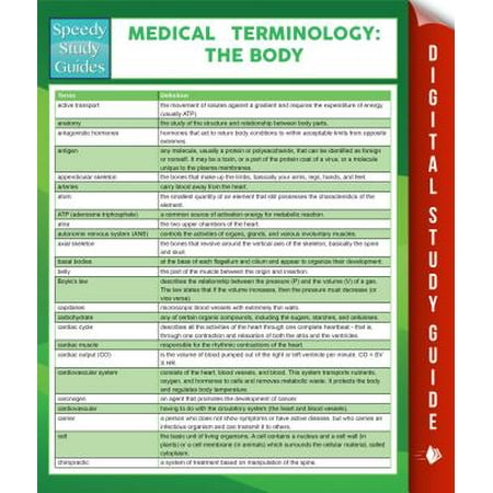 Medical Terminology: The Body Speedy Study Guides - (Best Medical Terminology App Android)