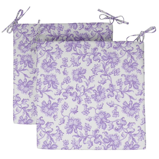 Vargottam Printed Indoor/Outdoor Chair Pads Non Slip Dining Chair CushionSquareShapedDining Chair Pad With String Ties Machine Washable & Home Decor Cushion- Set Of 2-Dusty Purple