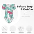 thumbnail image 4 of Kdxio Flamingo for Women's Short-Sleeved Onesie Stylish Round Neck Pajamas Bodysuit Jumpsuit Nightwear-Medium, 4 of 7