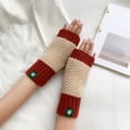 thumbnail image 1 of Demi-Gants Tricotés Chauds Motif Chevrons Automne et Hiver pour Femmes, 1 of 3