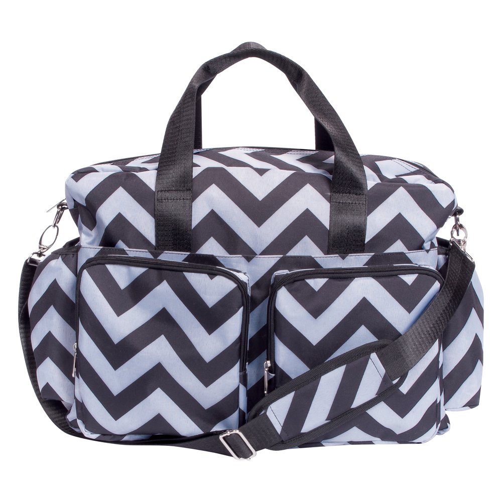 Trend Lab Black & Gray Chevron Deluxe Duffle Diaper Bag