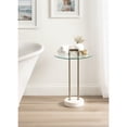 thumbnail image 2 of Kate and Laurel Cerullo Modern Round Glass Side Table with Marble Base, 18 x 18 x 24, Antique Brass and White Marble, Glam Circle End Table for Use as Indoor Plant Stand or Bedroom Nightstand, 2 of 8