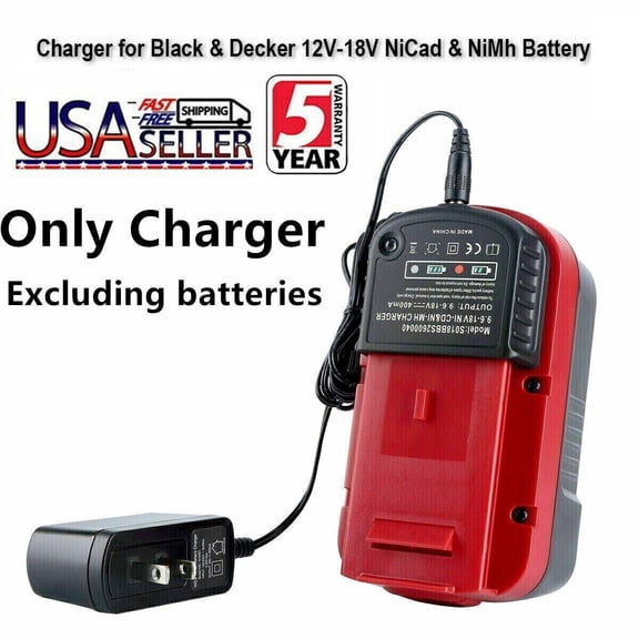 Battery Charger 18V for Black Decker HPB18 HPB18-OPE 9.6V-18V NiCd NiMh Battery
