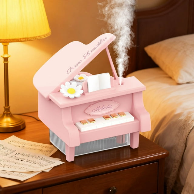 Birdeem Piano Flower Humidifier,Usb Powered Personal Humidifier with 7 Color Night Light,2 Mist Modes,Quiet Ultrasonic Cool Mist Humidifier for Bedroom,Office,Desktop,11.8Oz Water Tank