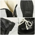 thumbnail image 4 of CXYYY Black Sparkly Faux Leather Boots for Girls Winter Trendy Bow Mid Calf Riding Boots Back Zipper Boot for Kids PU Ankle Booties 3.5-4 Years, 4 of 9