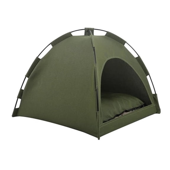 Pet Tent, Foldable Pet Shelter With Removable Cushion, Portable Dog Cat Tent For Indoor Outdoor Use - Army Green, 14X14 Inch