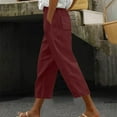 thumbnail image 2 of Seductiva Women's Casual Pants Pants for Women Casual 2025 Summer Drawstring Elastic High Waist Linen Pants Wide Leg Cropped Trousers Business Work Casual Pants, 2 of 5