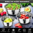 thumbnail image 4 of Set de bowls de acero inoxidable para cocina y recipientes de diferentes tamaños para ensalada, pasta o reposteria | Accesorios de cocina con tapa para almacenar o preparar comida (Black), 4 of 7