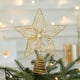 thumbnail image 4 of Lámpara de estrella para el topper del árbol de Navidad | Decoración luminosa de estrella metálica de cinco puntas | Luces LED | Efecto Visual 3D | Oro | 25cm x 20cm | Alimentado por pilas, 4 of 7