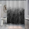 thumbnail image 3 of Misty Forest Shower Curtain, Black and White Pine Tree Foggy Forest Nature Woodland Landscape Bathroom Curtains Bathtub Decor Waterproof Fabric Machine Washable with 12 Hooks, 3 of 6