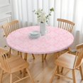 thumbnail image 3 of 44in Round Tablecloth with Elastic Edge, Waterproof Fitted Table Cover for 36-44" Tables, Floral Theme Polyester Reusable Table Cloths Wipe Clean for Picnic, Dining, Outdoor Use and Party Decor, 3 of 7