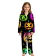 thumbnail image 4 of XAOFW Halloween Girls Pajamas Sets Long Sleeve Lapel Cartoon Print Shirts And Pants Two Piece Sleepwear Loungewear Sets Trendy Nightwear 3-4 Years, 4 of 4
