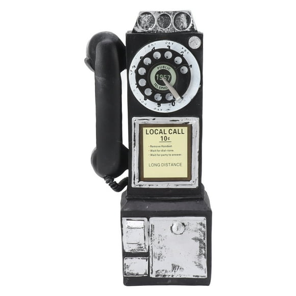 Modelo de teléfono decorativo de moda clásico vintage exquisito modelo de teléfono de resina decoración para bar negro