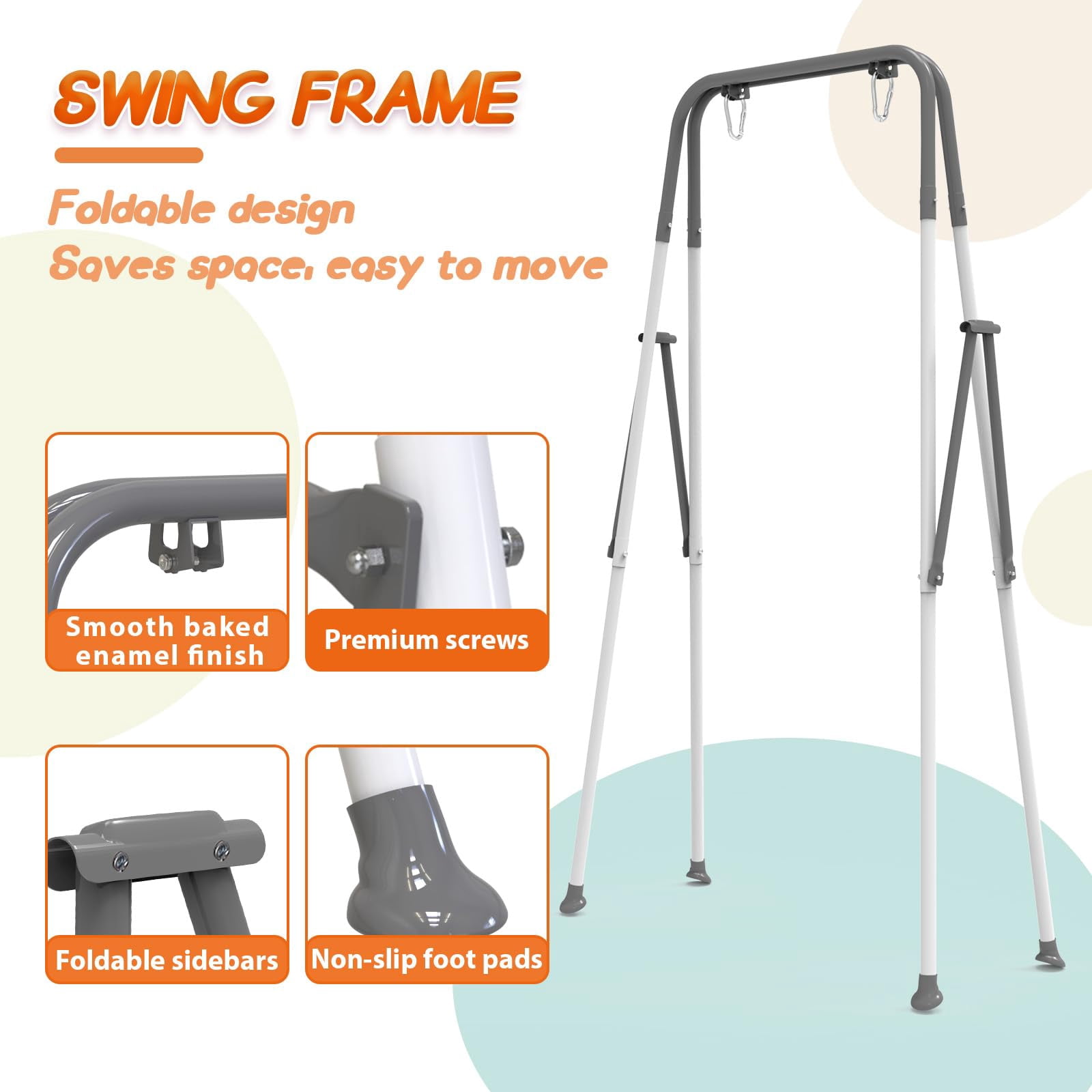 G TALECO GEAR Foldable Swing,  Swing Set for Backyard, Portable Swing Outdoor, Gray
