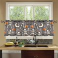 thumbnail image 4 of Yayeee Kitchen Curtains Tier Set of 2 Light Filtering 57"x24" Over Sink Window Panels, Gray Halloween Skeleton, 4 of 7