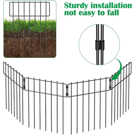 20 Pack Animal Barrier Fence, 16.7 Inch(H) X 20 Ft(L) Dog Fence No Dig, Rustproof Metal Wire Garden Fence Border, Dog Rabbits Ground Stakes Fence for Outdoor.