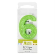 Mini Glitter Numeral Candle 1.75" Green - 6