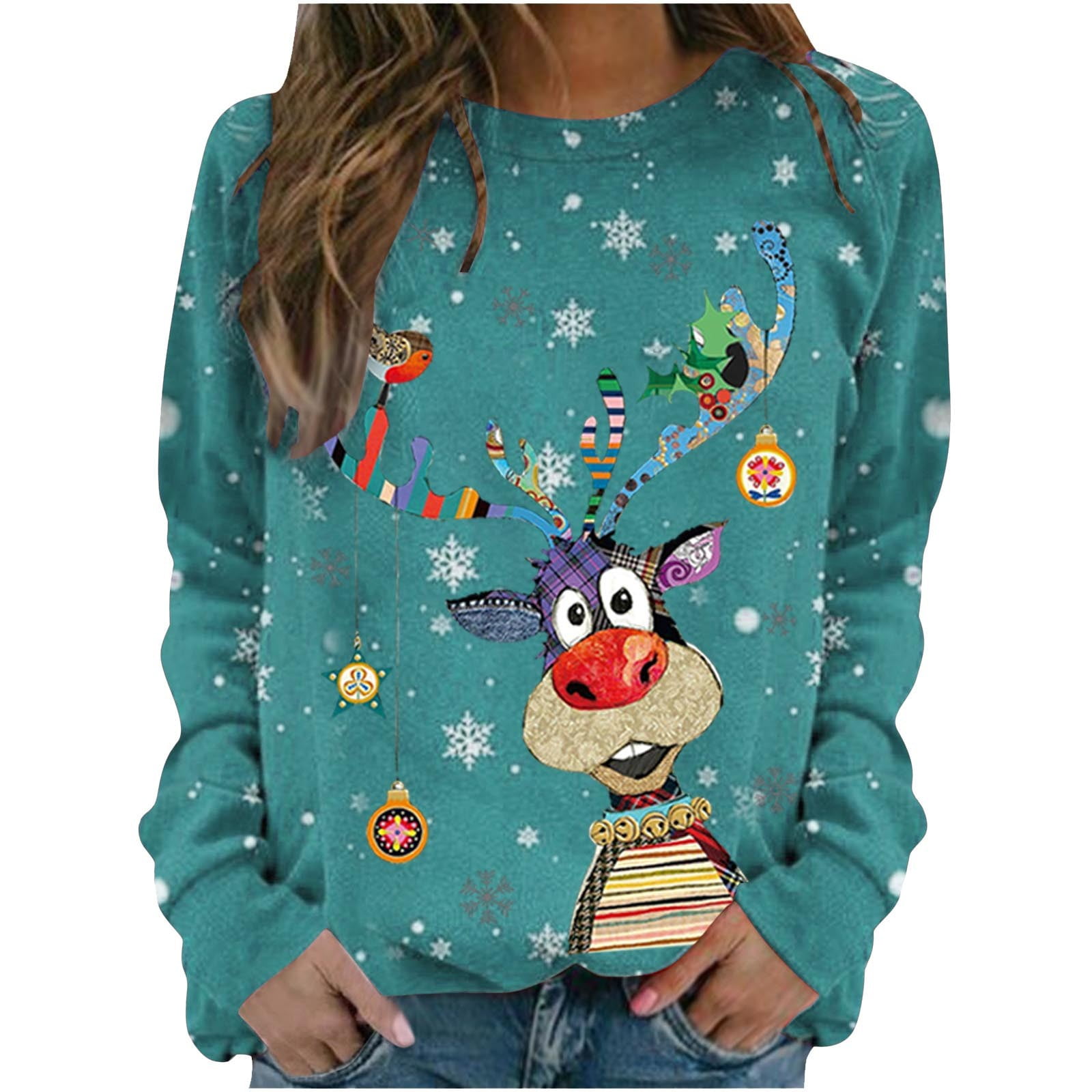 AOOCHASLIY Winter Clothes Clearance for Women Long Sleeve ONeck