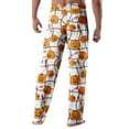 thumbnail image 4 of WTOBBY Women's Loose Casual Halloween Print Sleep Pants with Drawstring Elastic Waist for Home Nightwear Fashion Straight Yoga Lounge Pants,Saffron S, 4 of 4