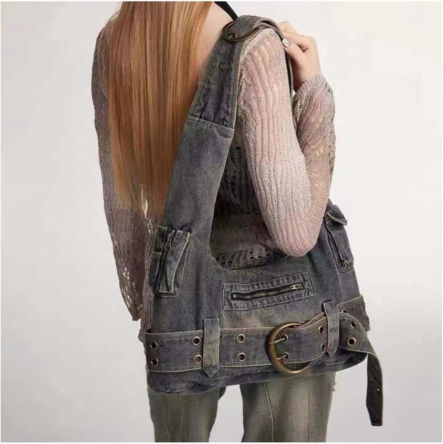 Municipal Fashion Ladies Denim Crossbody Bag Cowboy Crossbody Bags for Women Women Fashion Tote Bag Daily Commuter Shoulder Bags