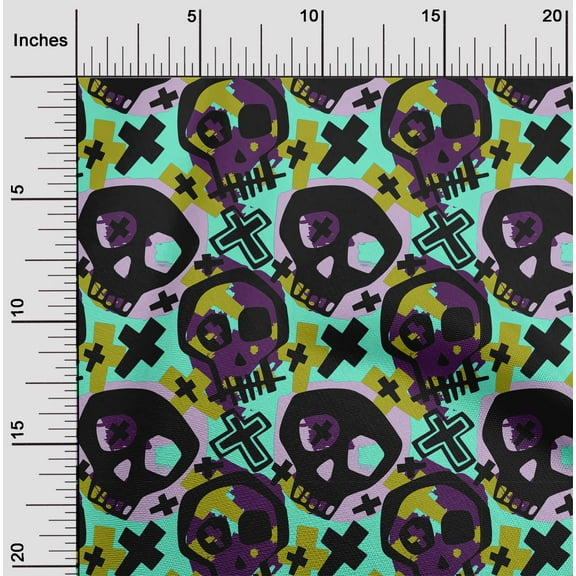 oneOone Cotton Jersey Sea Green Fabric Skull Dress Material Fabric Print Fabric By The Yard 58 Inch Wide