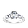 thumbnail image 1 of 0.90 T.C.W Emerald Shape Natural Diamond Latest Design Three Stone Wedding Ring for Ladies Solid 14K White Gold Size 8, 1 of 1