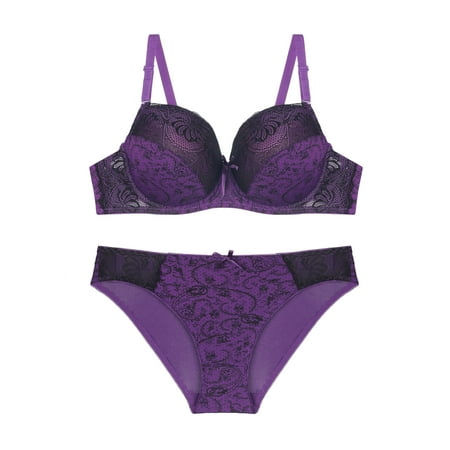 

Unique Bargains Women s 2 Pieces Push-Up Underwire Comfort Bra and Brief Set