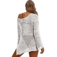 thumbnail image 5 of Womens Oversized Tshirts Hollow Out Breathable Long Sleeve Knitted Cover Top Summer Shirts for Women White L, 5 of 5