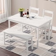 Alohappy 4Piece White Set Rectangular Wood Dining Table, 2 PU