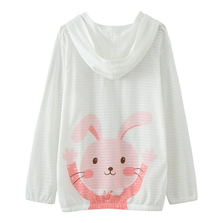 

NOKIO Boy s and Girl s UPF 50+ Long Sleeve Sun Protection Hoodie Toddler Summer Girls Long Sleeve Sun Proof Clothing Cartoon Rabbits Outdoor Breathable Light Coat Baby Sun Protection Clothing