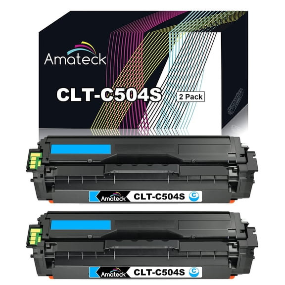 Amateck Compatible Toner Cartridge Replacement for CLT C504S Cyan 2 Pack for CLP-415NW, CLX-4195FW, CLP-4195FW, CLX-4195FN, SL-C1810W, SL-C1860FW