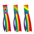 thumbnail image 1 of Paquete de 3 banderas del orgullo gay, bandera del orgullo, bandera de manga de viento, bandera de arcoíris LGBT, decoración colgante de manga de viento de arco iris al aire libre, impermeable, 1 of 5