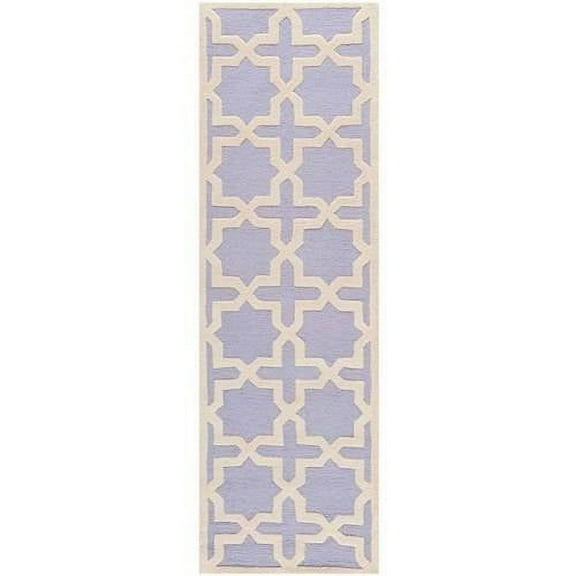 SAFAVIEH Cambridge Liz Geometric Wool Runner Rug, Lavender/Ivory, 2'6" x 12'