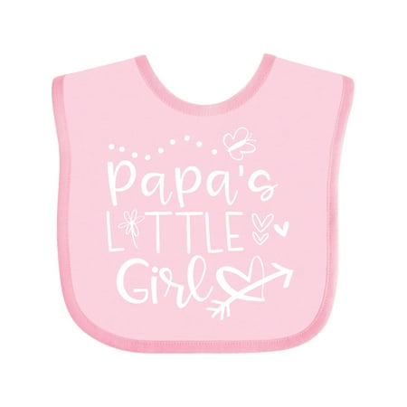 

Inktastic Papa s Little Girl with Hearts Flower and Butterfly Girls Baby Bib